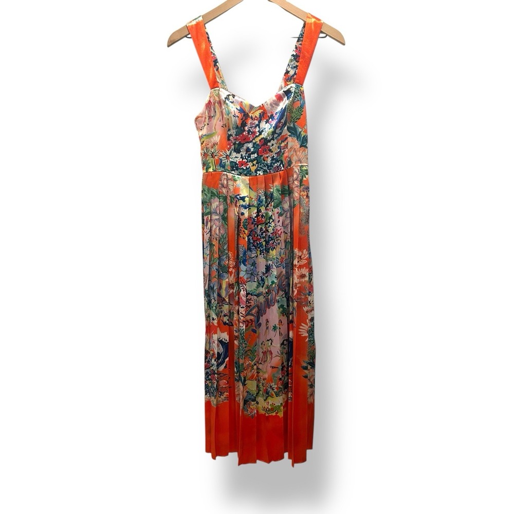 90s Y2K Floral Dress Red straps Whimsigoth Grunge Sz 2 Maxi - Picture 10 of 15